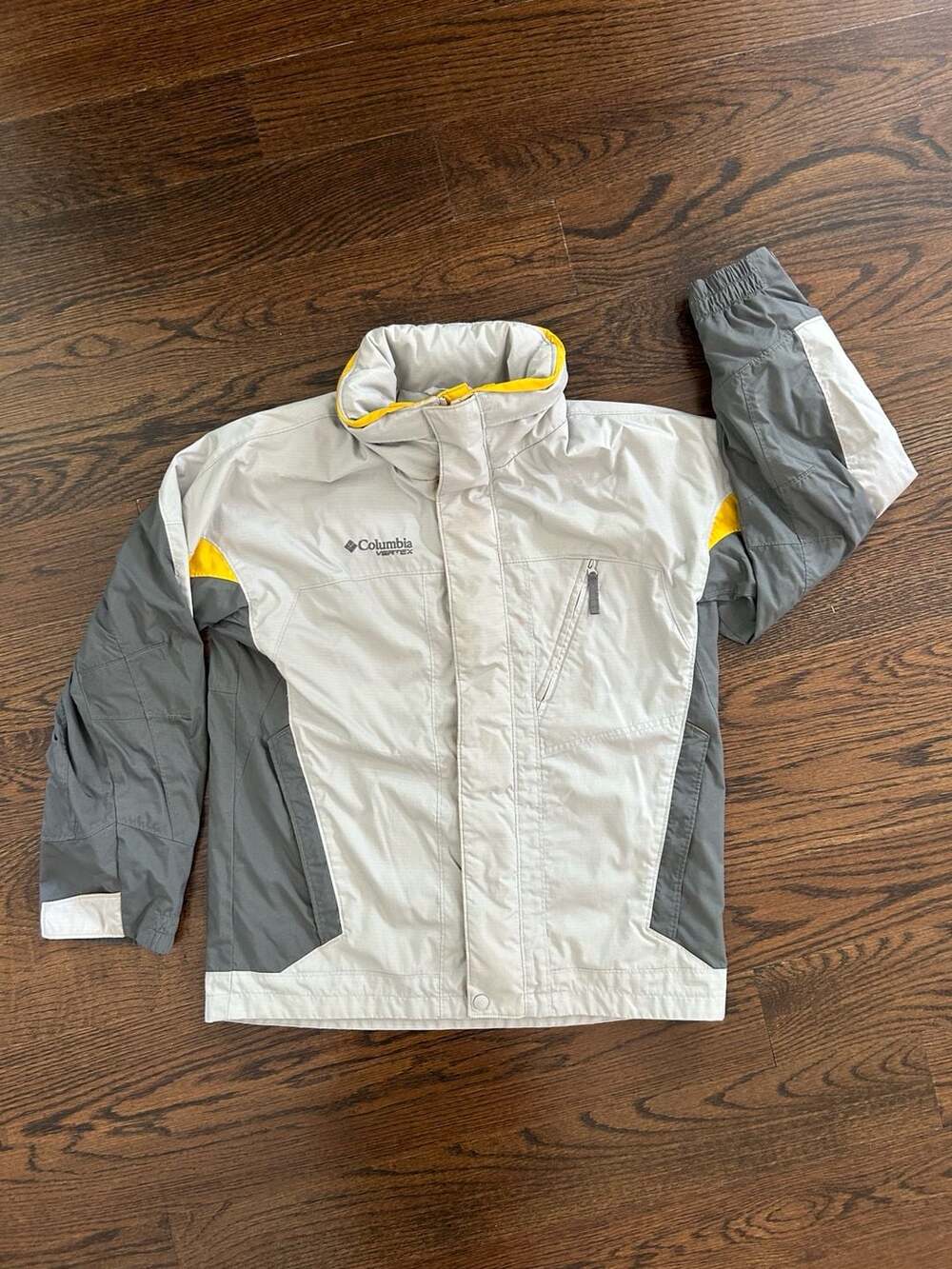 Columbia Vertex Jacket Size 14/16 Youth Grey Yellow
